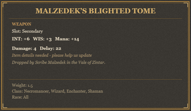 Malzedek’s Blighted Tome