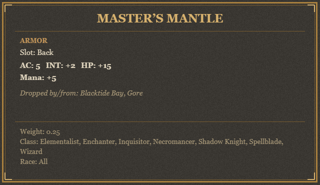 Master’s Mantle