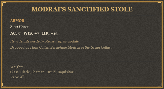 Modrai’s Sanctified Stole