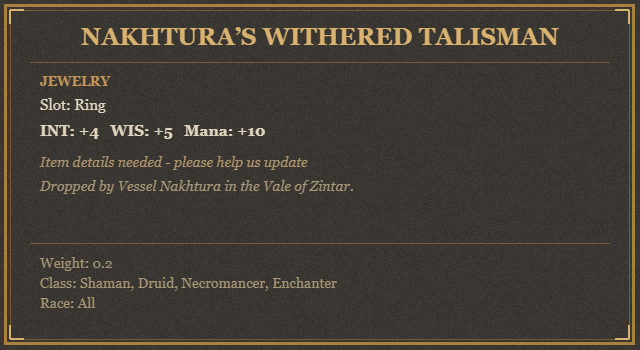 Nakhtura’s Withered Talisman