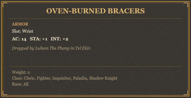 Oven-burned Bracers