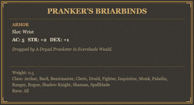 Pranker’s Briarbinds