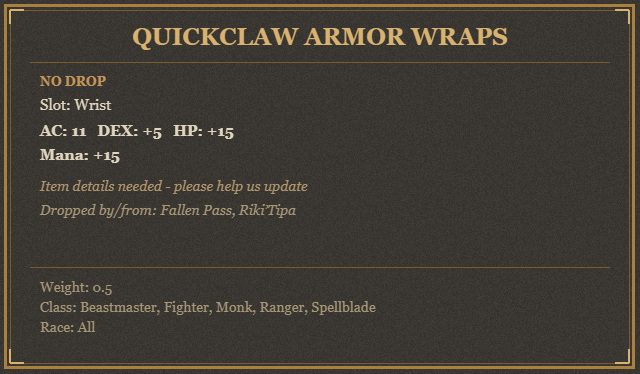 Quickclaw Armor Wraps