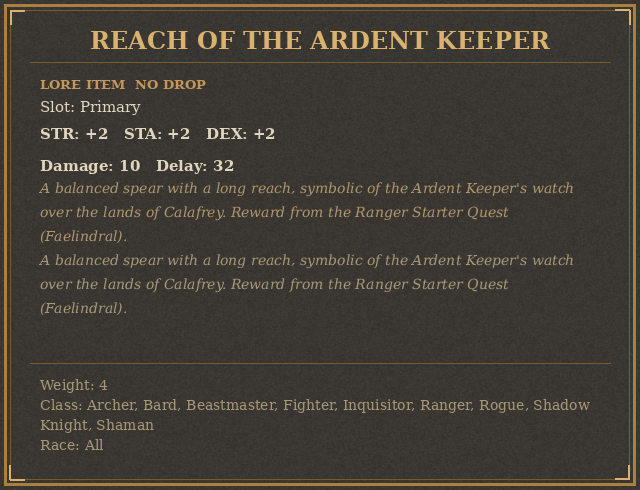Reach of the Ardent Keeper