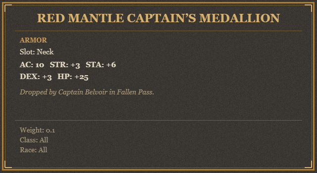 Red Mantle Captain’s Medallion