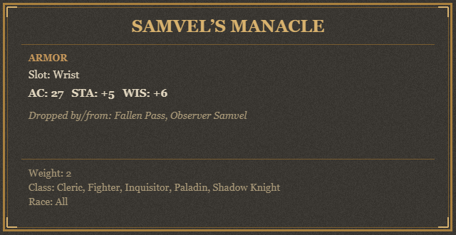 Samvel’s Manacle