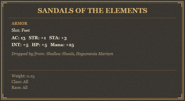 Sandals of the Elements