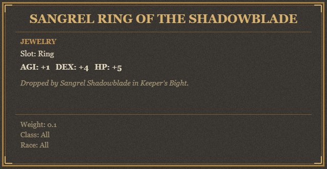 Sangrel Ring of the Shadowblade