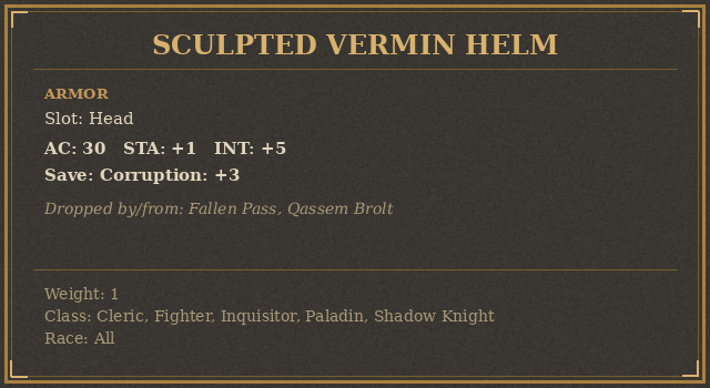 Sculpted Vermin Helm