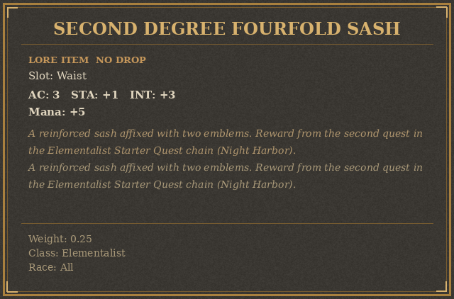 Second Degree Fourfold Sash