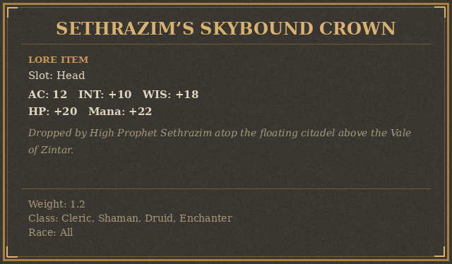 Sethrazim’s Skybound Crown
