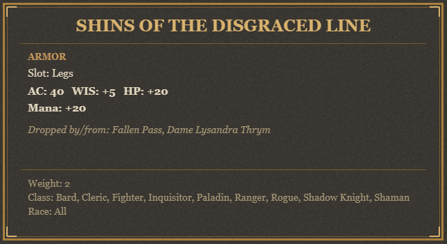 Shins of the Disgraced Line