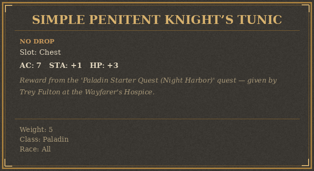 Simple Penitent Knight’s Tunic