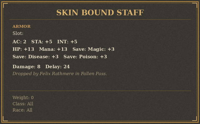 Skin Bound Staff