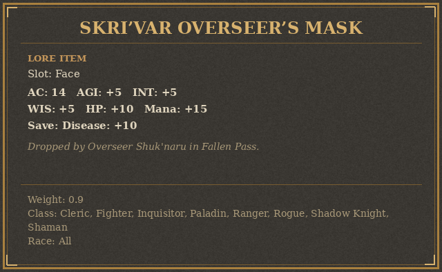 Skri’var Overseer’s Mask