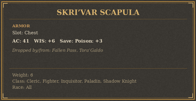 Skri’Var Scapula