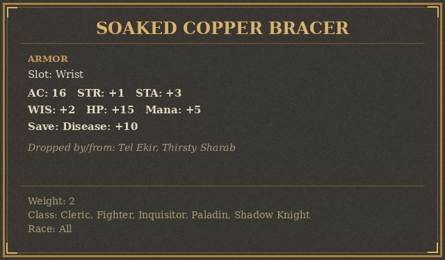 Soaked Copper Bracer