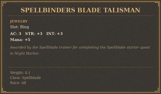 Spellbinders Blade Talisman