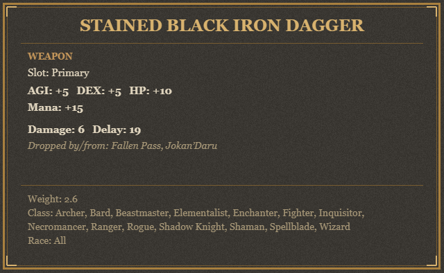 Stained Black Iron Dagger
