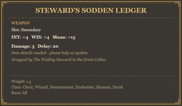 Steward’s Sodden Ledger