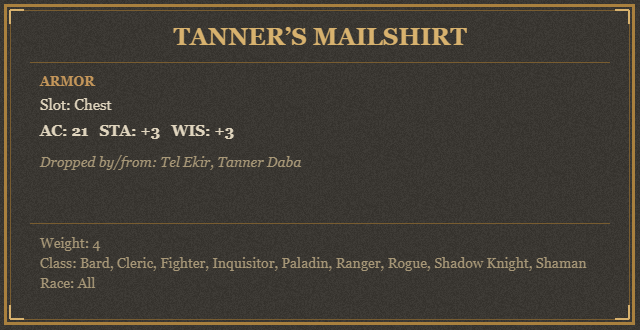 Tanner’s Mailshirt