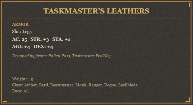 Taskmaster’s Leathers