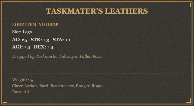 Taskmater’s Leathers