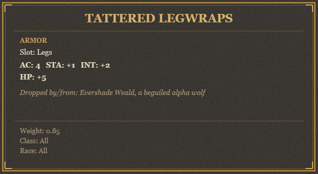 Tattered legwraps