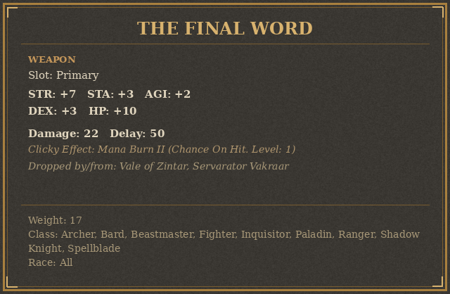 The Final Word