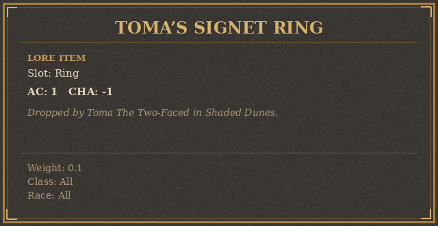 Toma’s Signet Ring