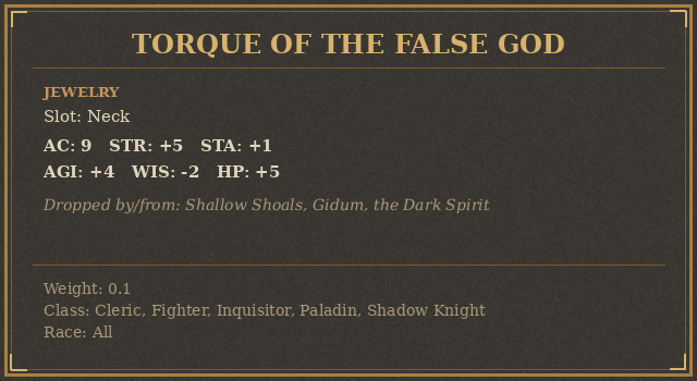 Torque of the False God