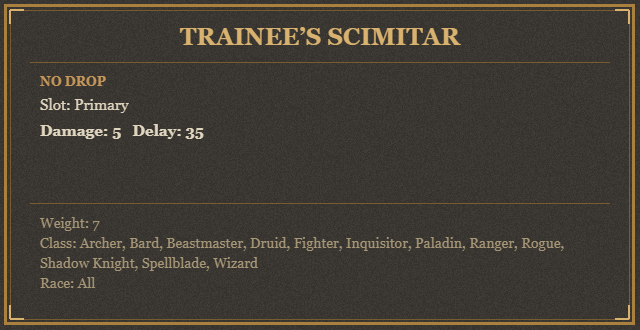 Trainee’s Scimitar
