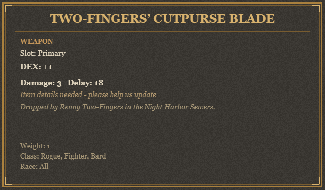 Two-Fingers’ Cutpurse Blade