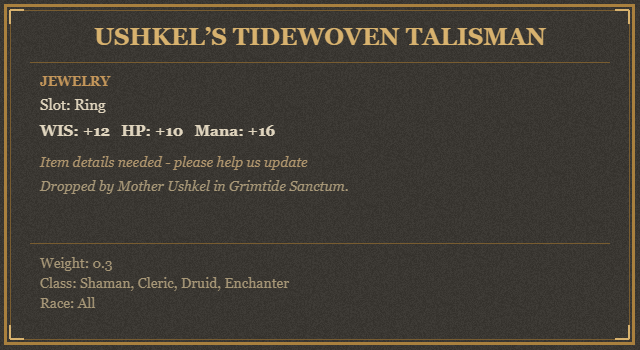 Ushkel’s Tidewoven Talisman