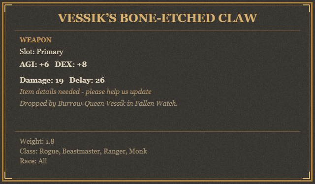 Vessik’s Bone-Etched Claw