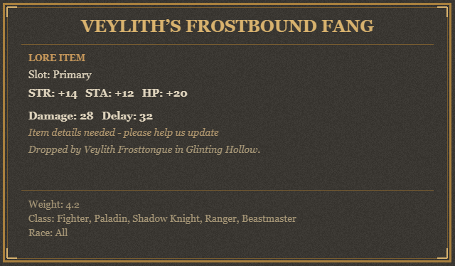 Veylith’s Frostbound Fang