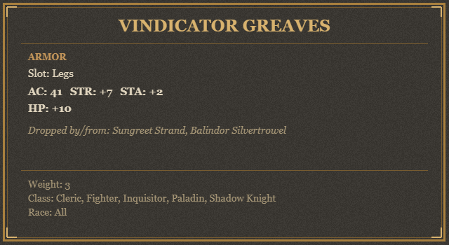 Vindicator Greaves