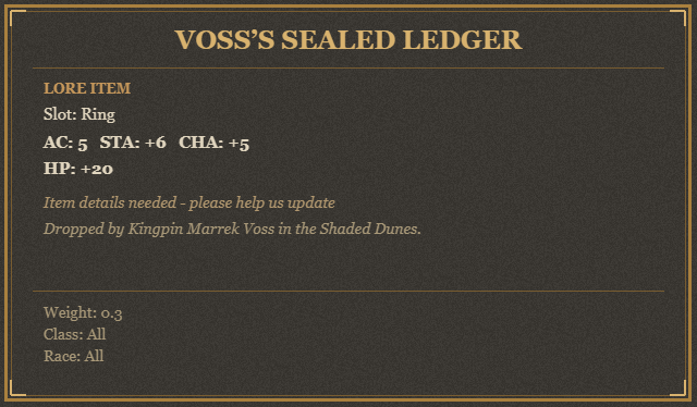 Voss’s Sealed Ledger