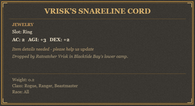 Vrisk’s Snareline Cord