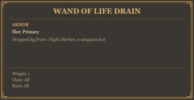 Wand of Life Drain