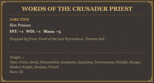 Words of the Crusader Priest