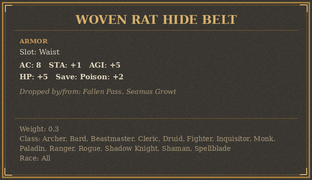 Woven Rat Hide Belt