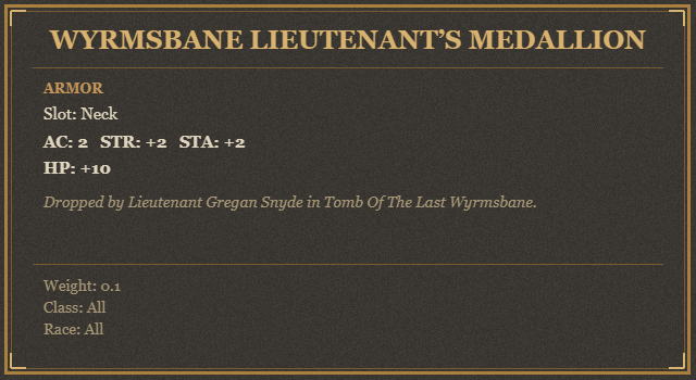 Wyrmsbane Lieutenant’s Medallion