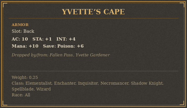 Yvette’s Cape
