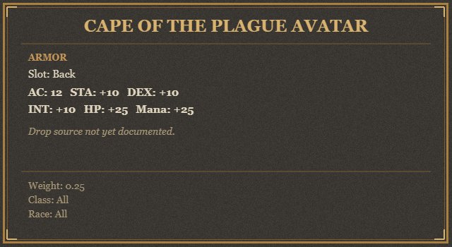 Cape of the Plague Avatar