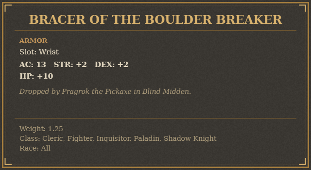Bracer of the Boulder Breaker