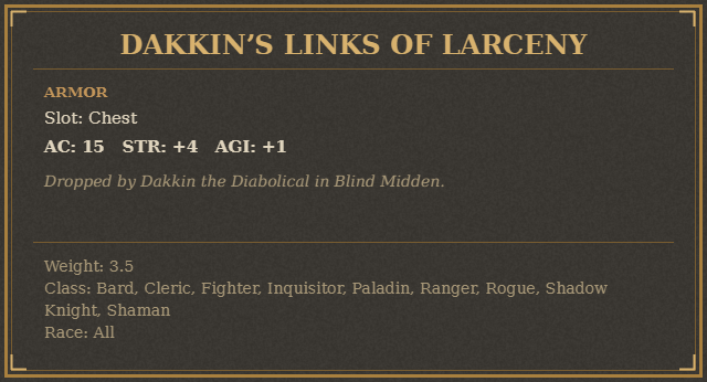 Dakkin’s Links of Larceny