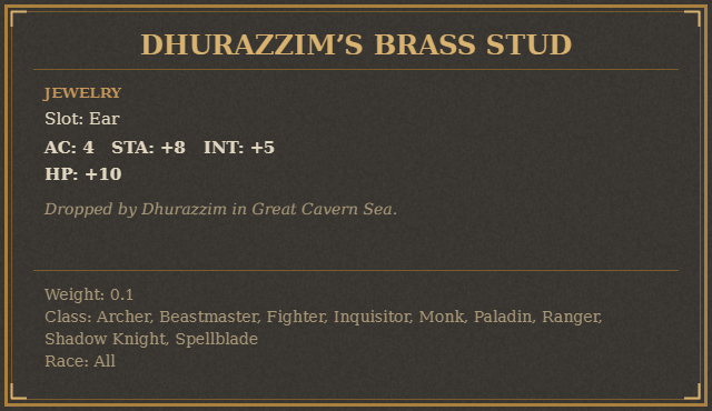 Dhurazzim’s Brass Stud