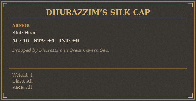 Dhurazzim’s Silk Cap