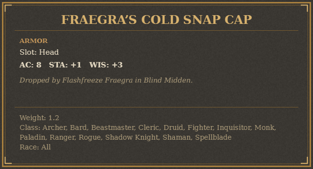 Fraegra’s Cold Snap Cap